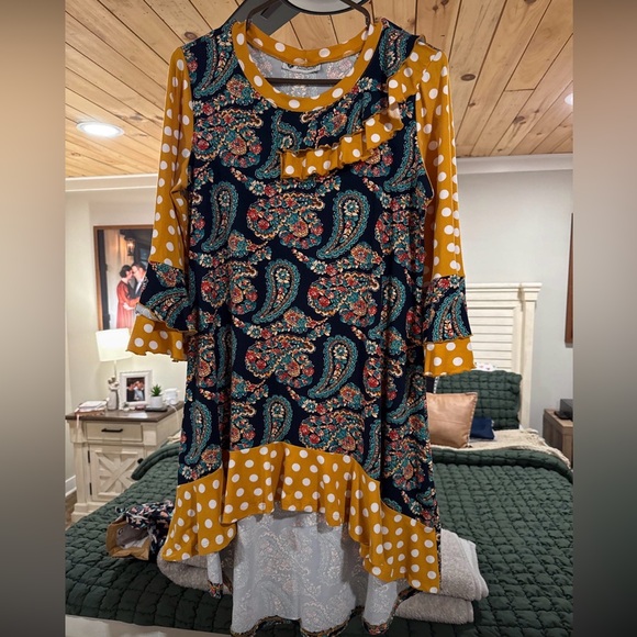 Tops - Paisley and Polka Dot Tunic Dress